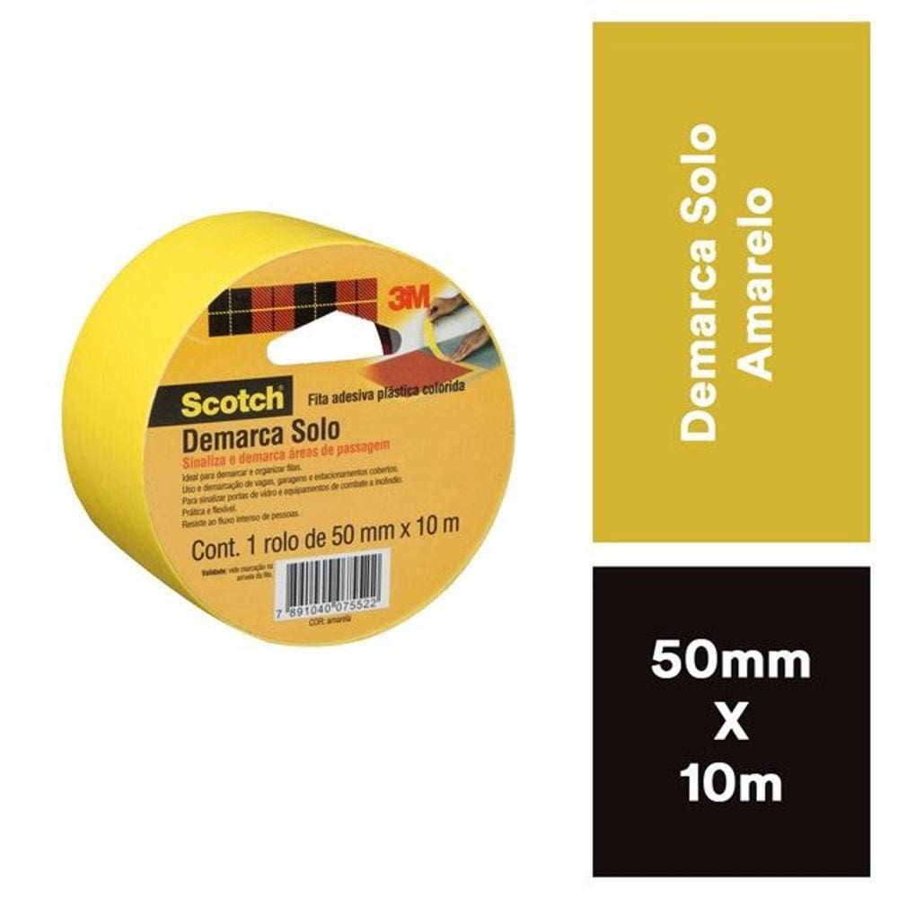 Fita Para Demarcação De Solo 50mmx10m Amarela 3M