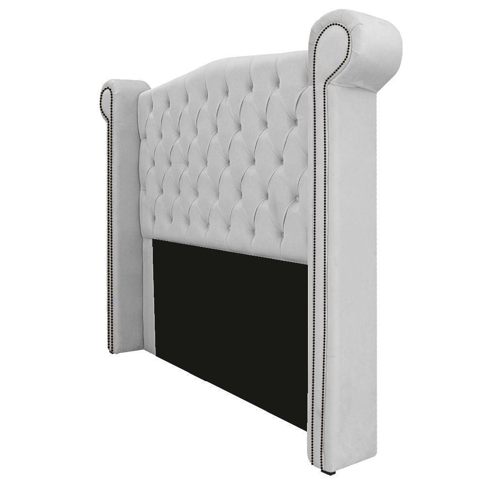 Cabeceira Estofada Veneza 140 Cm Casal Suede Branco