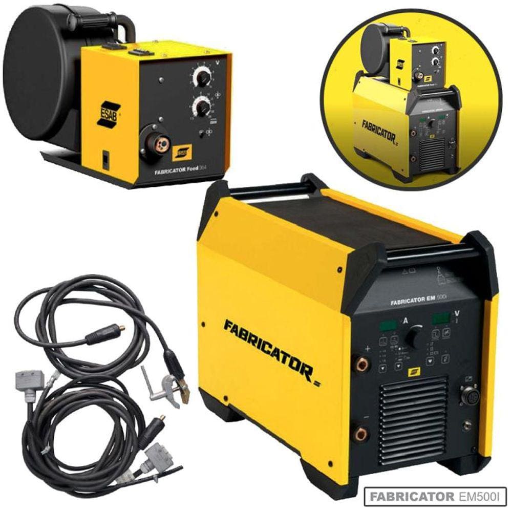 Solda Inversora Multiprocesso FABRICATOR Trifásica EM 500i 743077 c/ Feed 364 e Cabos ESAB