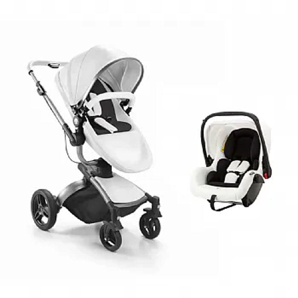 Carrinho De Bebê Candy Branco + Bebê Conforto Branco - Litet