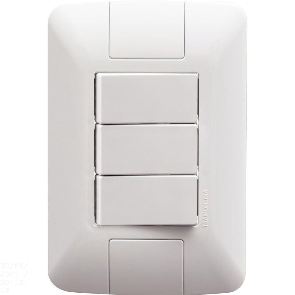 Conjunto 4x2 com 3 Interruptores Simples Tramontina Aria 6 A 250 V Branco Tramontina