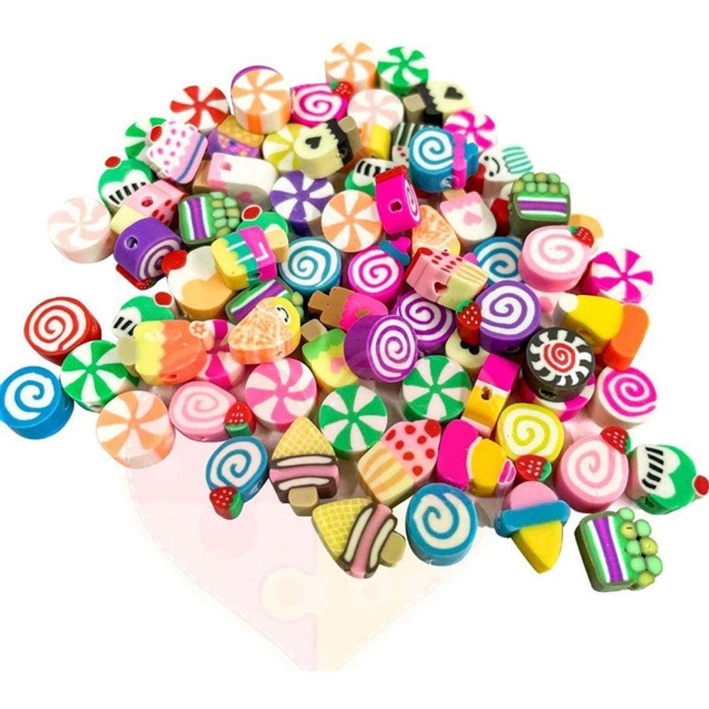 Missangas De Doces Com 50 Pecas Infantil Criancas Pulseiras Colar