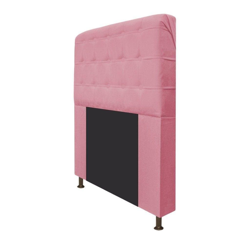 Cabeceira Dama 160 Cm Queen Size Com Botonê Suede Rosa Bebê