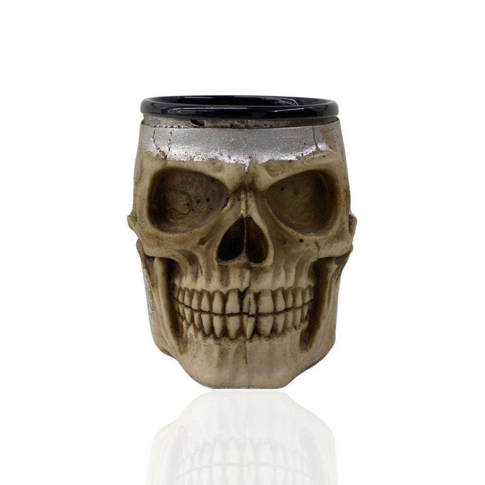 Caneca Resina Personalizada De Caveira Prata Crânio Viking