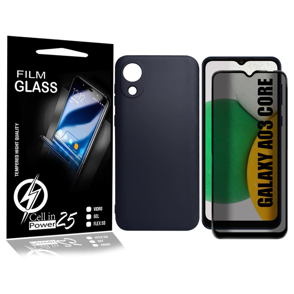 Capinha + Película Privacidade Para Galaxy A03 Core A032 6.5 - Cell In Power25