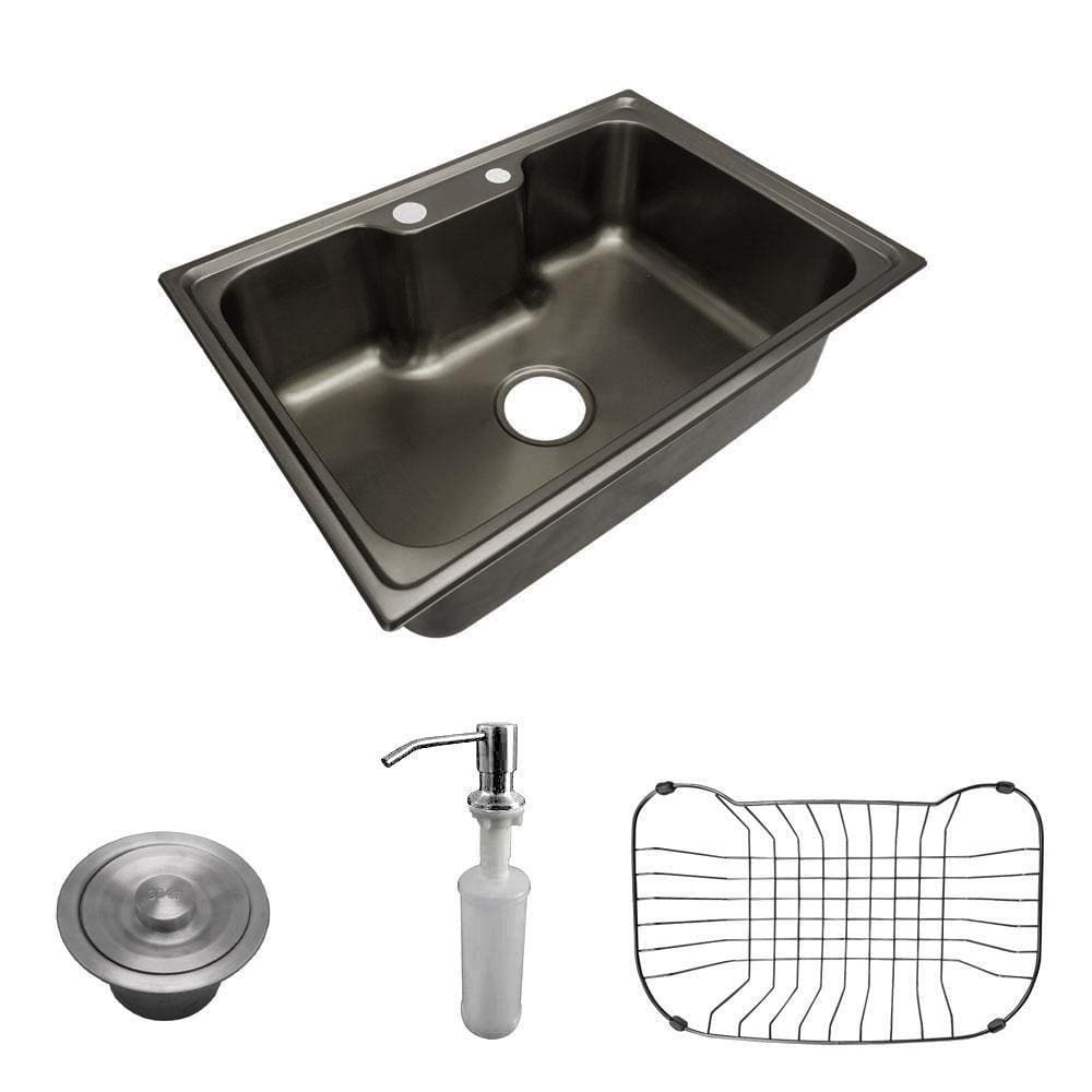 Cuba Pia Gourmet Luxo Prizi Lung Preta  Aço Inox 201 42x60cm Kit Completo
