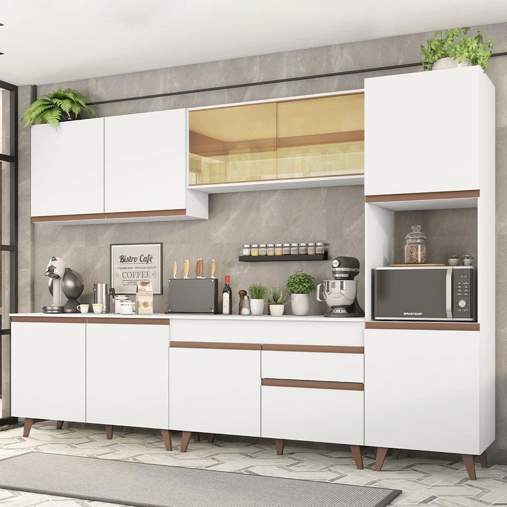 Cozinha Completa Madesa Reims 300001 com Armário e Balcão - Branco