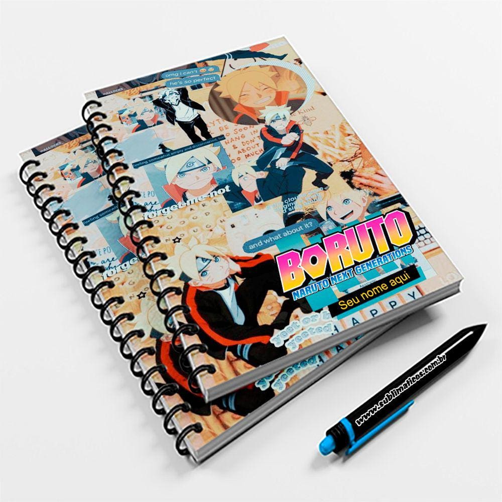 Caderno Pequeno 20x14cm Boruto Mod 02 - Coloque seu Nome