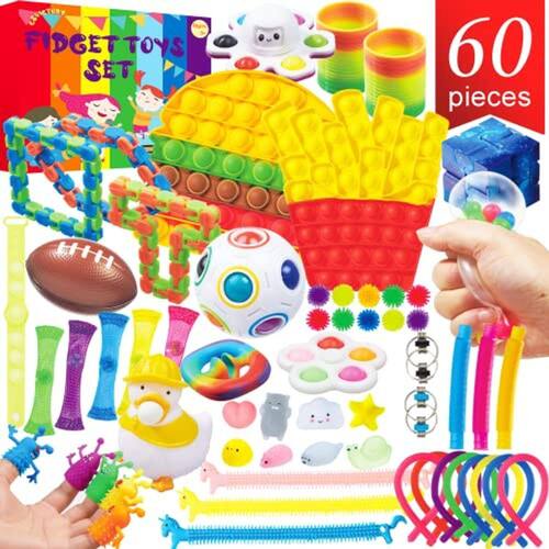 Fidget Toy Pack, Sensory Fidget Toys Set Push Pop Fidget Toys Big