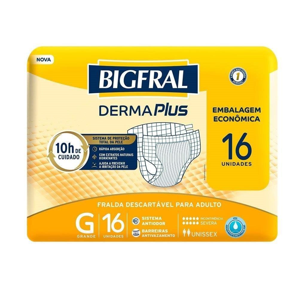 Fralda Descartável Geriátrica/Adulto Bigfral Derma Plus Tamanho G 4 Pacotes com 16 Tiras