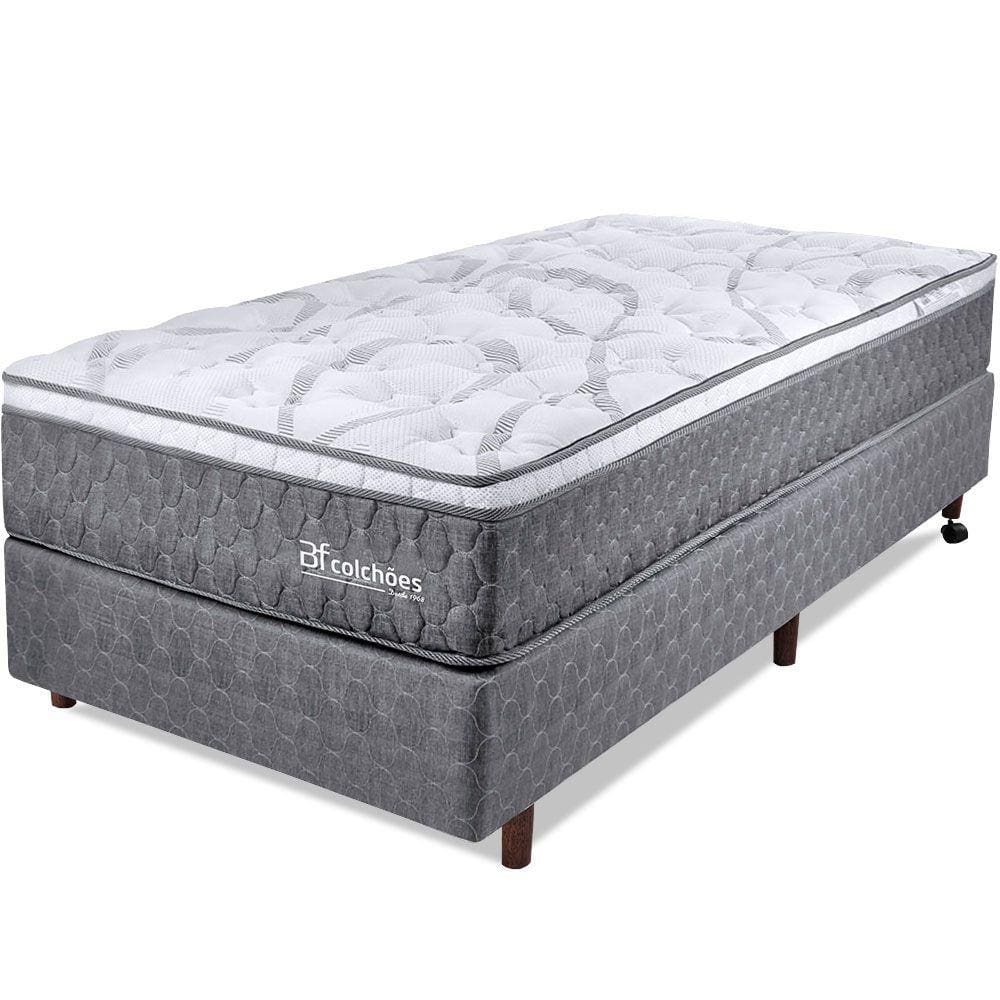 Cama Box Solteirão Colchão Smart Spring Mola Ensacada e Pillow Top de Espuma Viscoelástico 97x203x61cm - BF Colchões