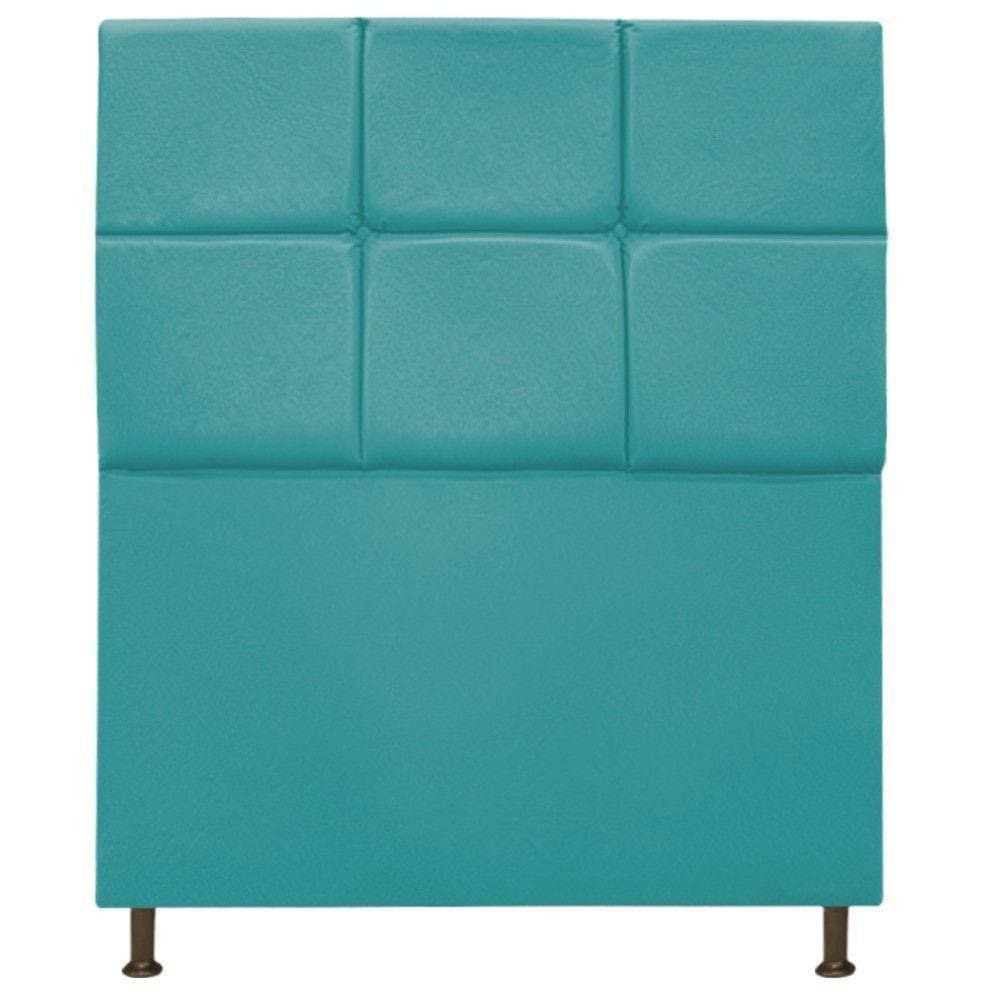 Cabeceira Damares 90Cm Solteiro C Botonê Suede Azul Turquesa