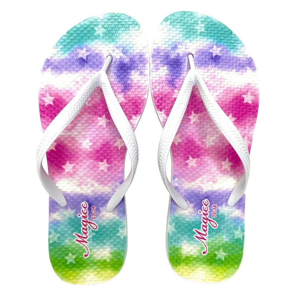 Chinelo Juvenil Infantil Feminino Sandália Tie Dye Colorido, Magicc