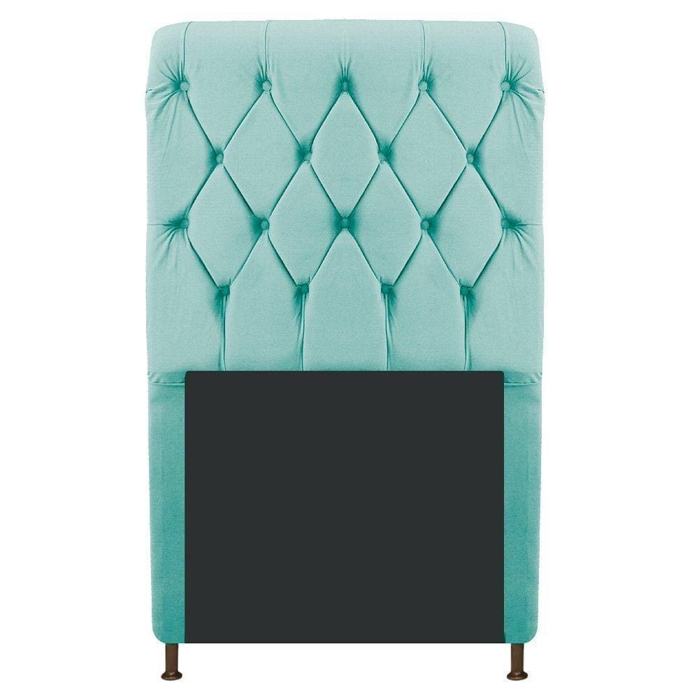 Cabeceira Cristal 100Cm Solteiro Capitonê Suede Azul Tiffany