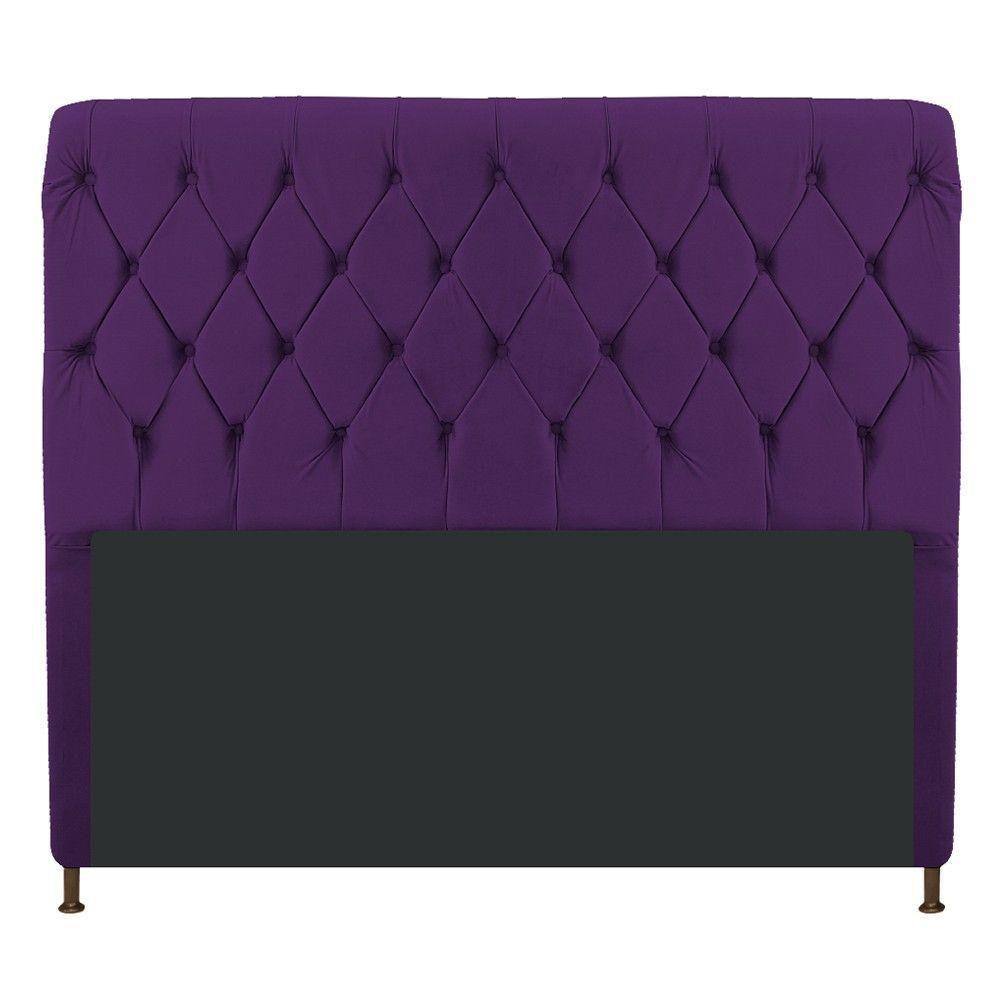 Cabeceira Cristal 195 Cm King Size Com Capitonê Suede Roxo