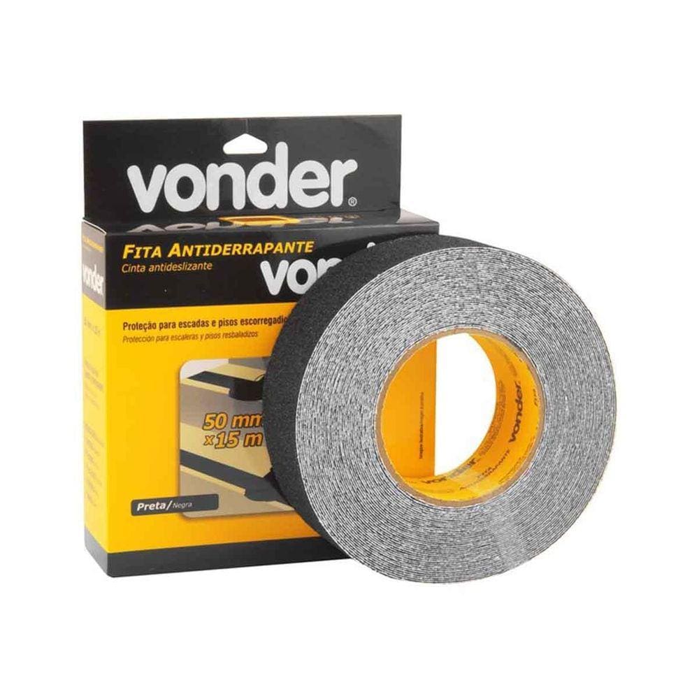 Fita Antiderrapante 50Mm X 15M Adesiva Preta Vonder Escada