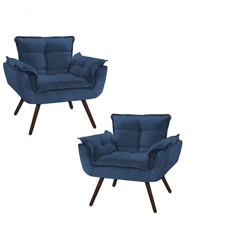 imagem-Conjunto 2 Poltronas Opala Decorativa Azul Marinho