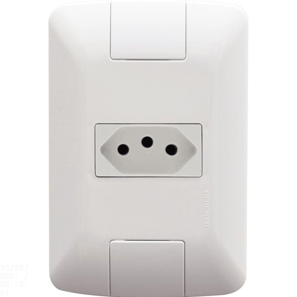 Conjunto 4x2 com 1 Tomada 2P+T Tramontina Aria 20 A 250 V Branco Tramontina