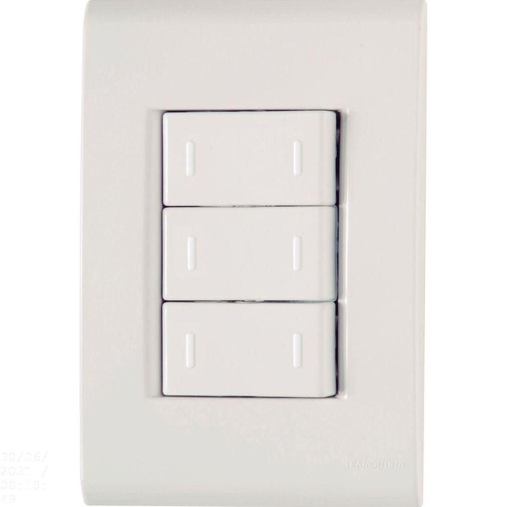 Conjunto 4x2 com 3 Interruptores Paralelos Tramontina Liz 10 A 250 V Branco Tramontina