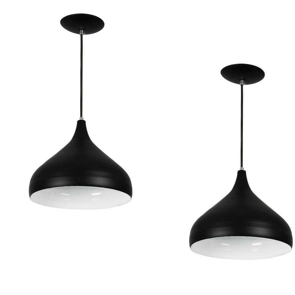 Kit 2 Lustres Pendente Aladim Preto 24cm