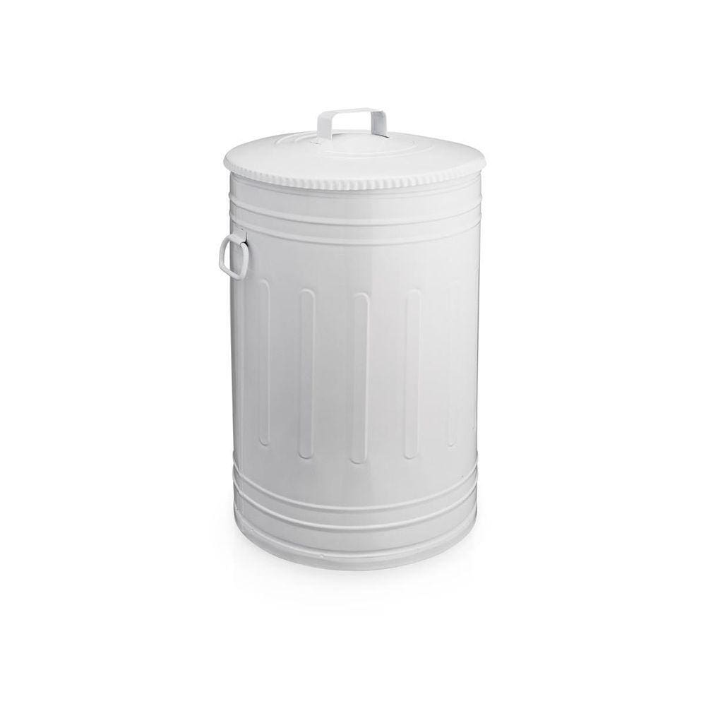 Lixeira 50 Litros Branca Lata De Lixo Americana Branca Metal