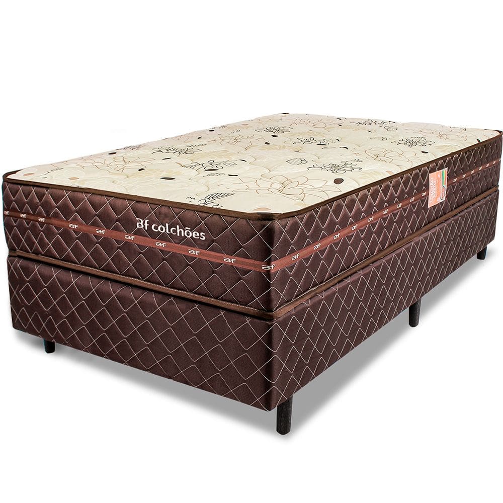 Cama Box Colchão Solteiro Ortopédico Firme Espuma D33 Antialérgico Certificado Bege 88x188x58cm - BF Colchões