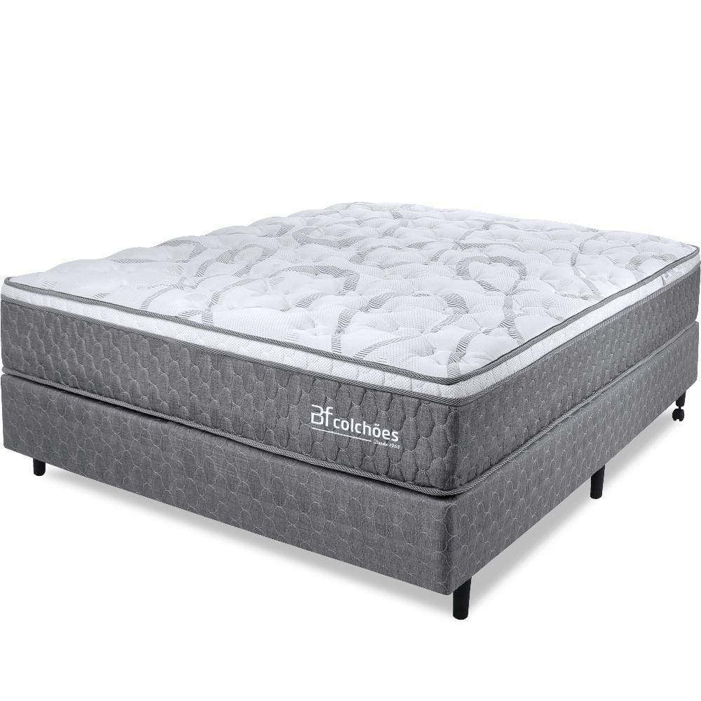 Cama Box Viuva Colchão Smart Spring Mola Ensacada e Pillow Top de Espuma Viscoelástico 128x188x61cm - BF Colchões