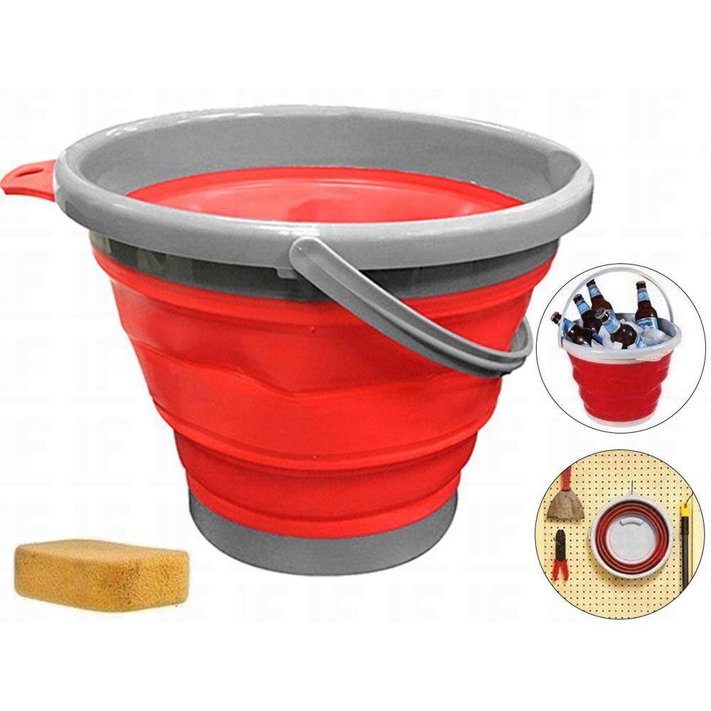 Balde Dobrável 10l Silicone Sanfonado Flexível Retrátil