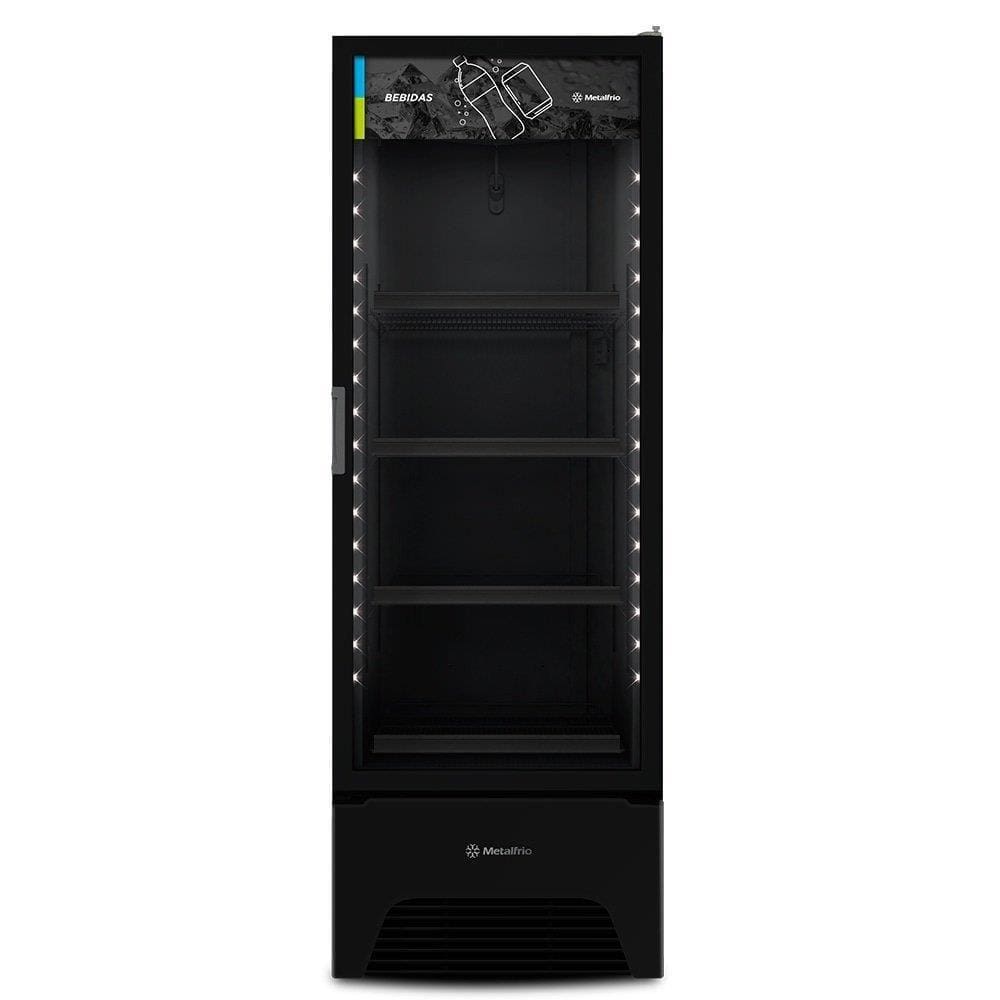 Refrigerador Vitrine Metalfrio 572 Litros VB52AH, Frost Free, Porta de Vidro, Preto