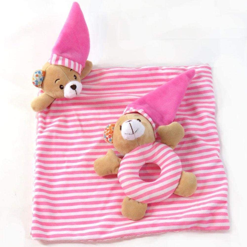 Naninha Com Chocalho Urso Rosa Love