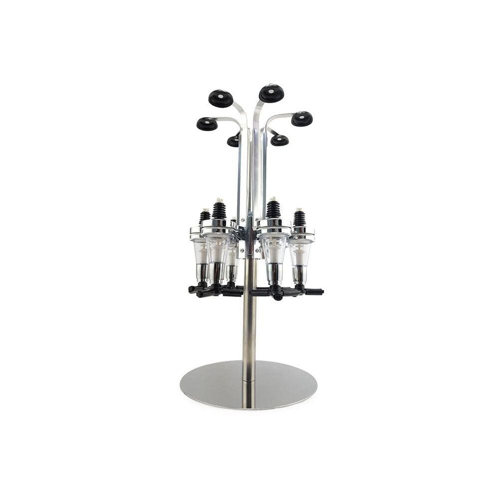 Porta Bebidas Dispenser Bar Butler Whisky Pinga Vodka Dosador Giratório Aço Inoxidável Para 6 Garrafas