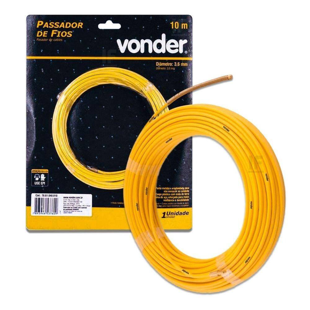 Guia Passa Fio Sonda Pvc Alma De Aço Profissional 10m Vonder