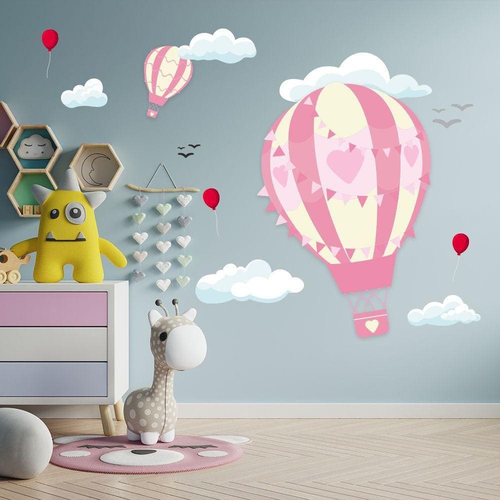 Adesivo de Parede Balão Menino E Menina Balão Rosa