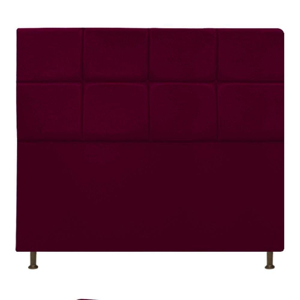 Cabeceira Damares 140 Cm Casal Com Botonê Suede Bordô