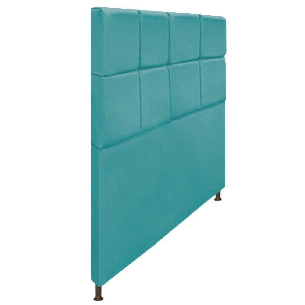 Cabeceira Damares 140 Cm Casal C Botonê Suede Azul Turquesa