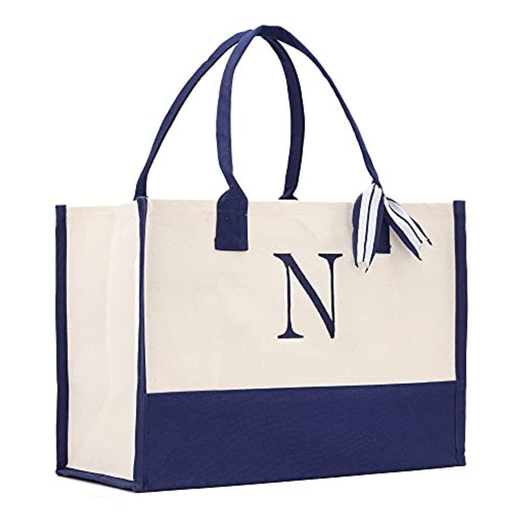 canvas tote bolsa initials