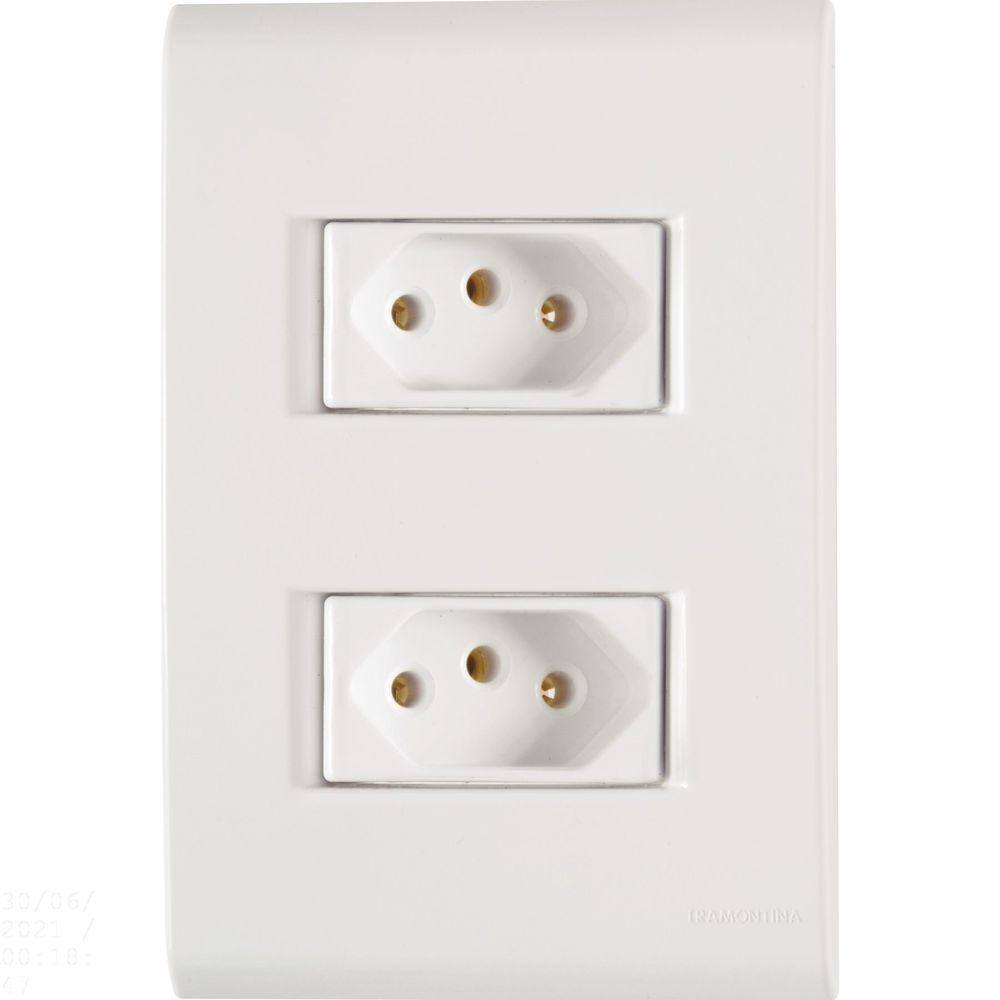 Conjunto 4x2 com 2 Tomadas 2P+T Tramontina 10 A 250 V Liz Branco Tramontina