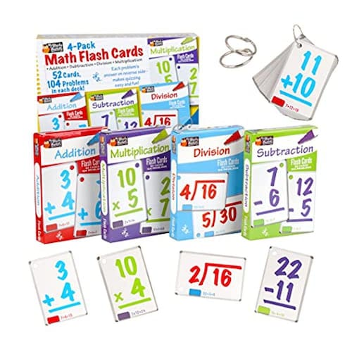 Regal Games Variety Math Flash Cards 4 Pack Adição, Subtração