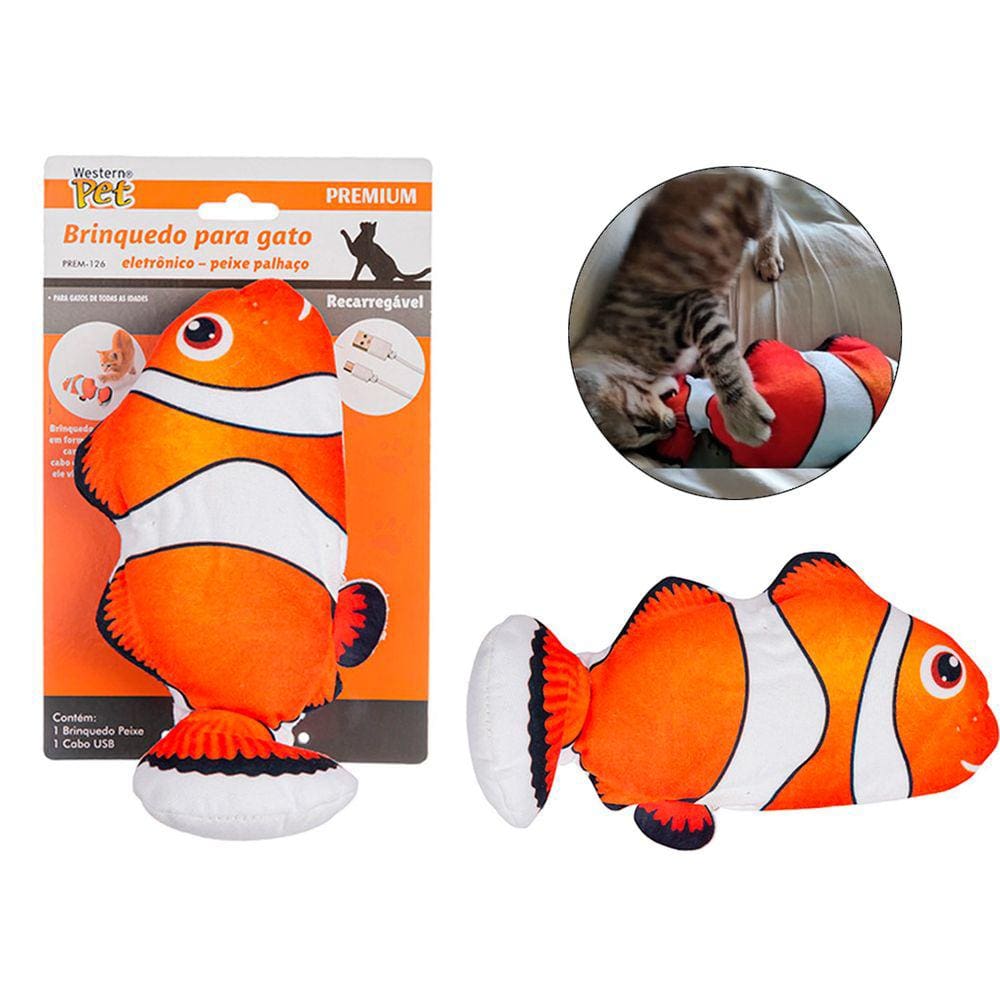 Brinquedo Para Gatos Interativos Peixe Palhaço Elétrico Usb
