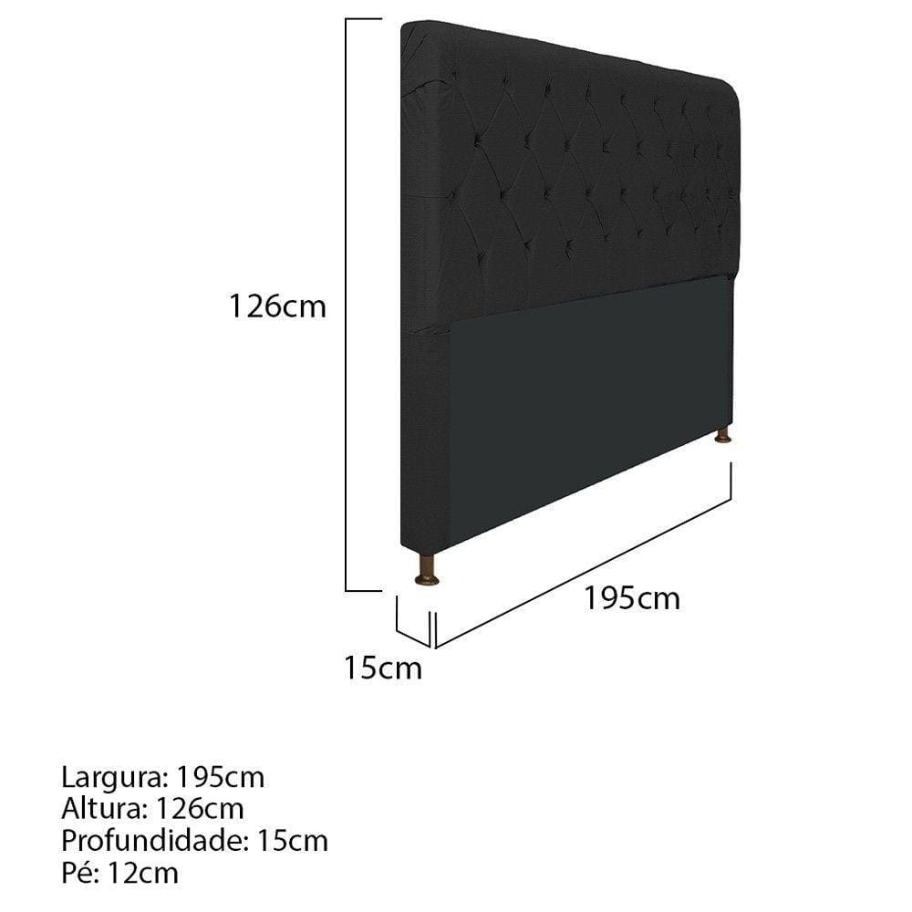 Cabeceira Cristal 195 Cm King Size Com Capitonê Corano Preto