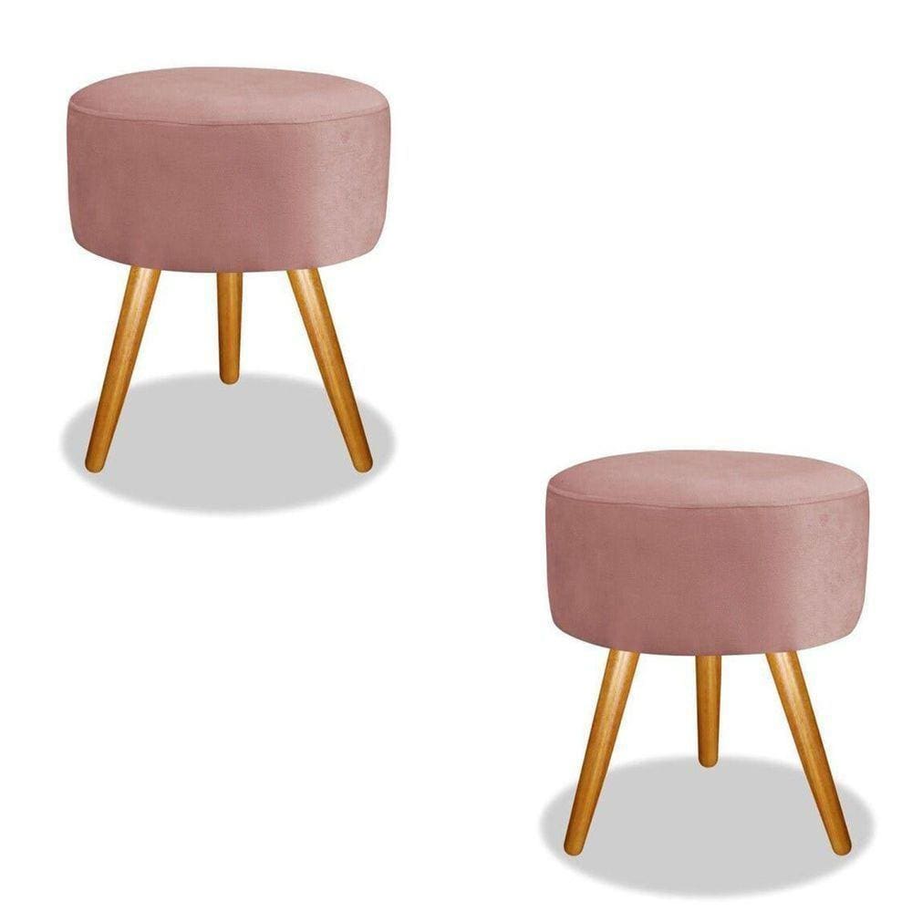 Combo 2 Puff para Sala Redondo Hall De Entrada Rosê