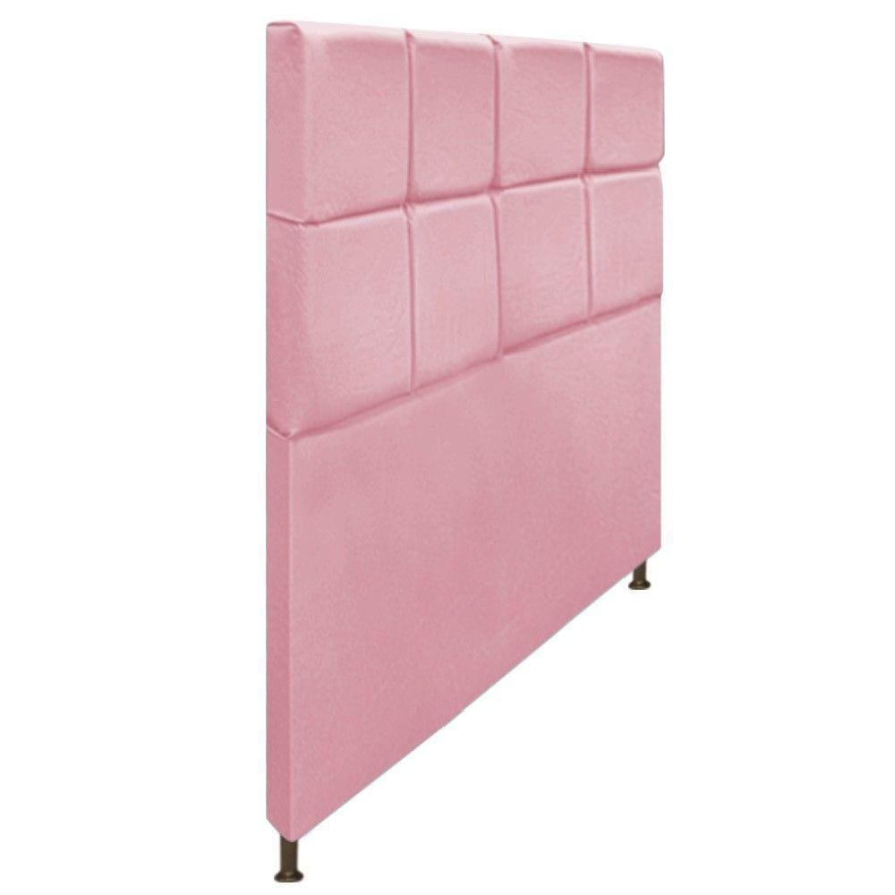 Cabeceira Damares 140 Cm Casal Com Botonê Suede Rosa Bebê