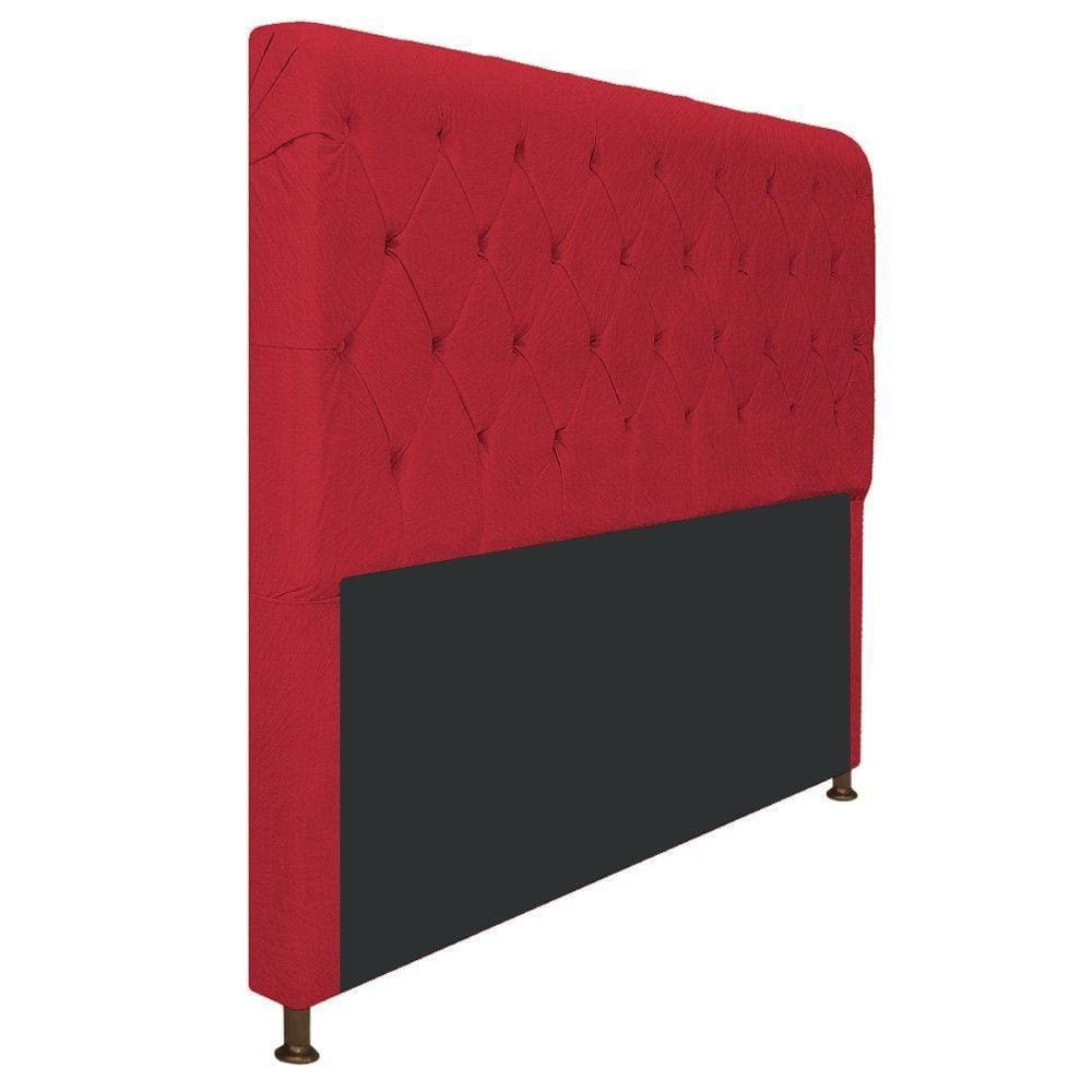 Cabeceira Cristal 140 Cm Casal Com Capitonê Suede Vermelho