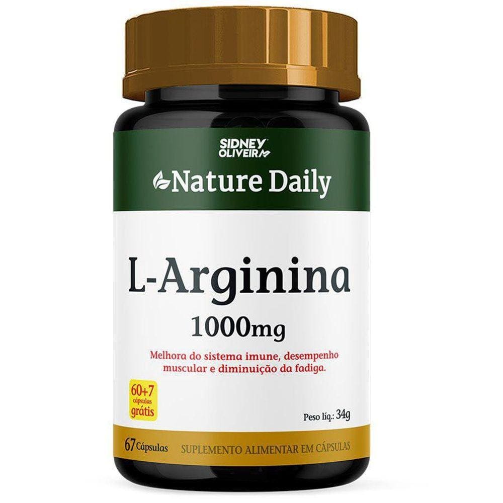 L-Arginina 1000Mg Nature Daily 60 Cáps + 7 Sidney Oliveira