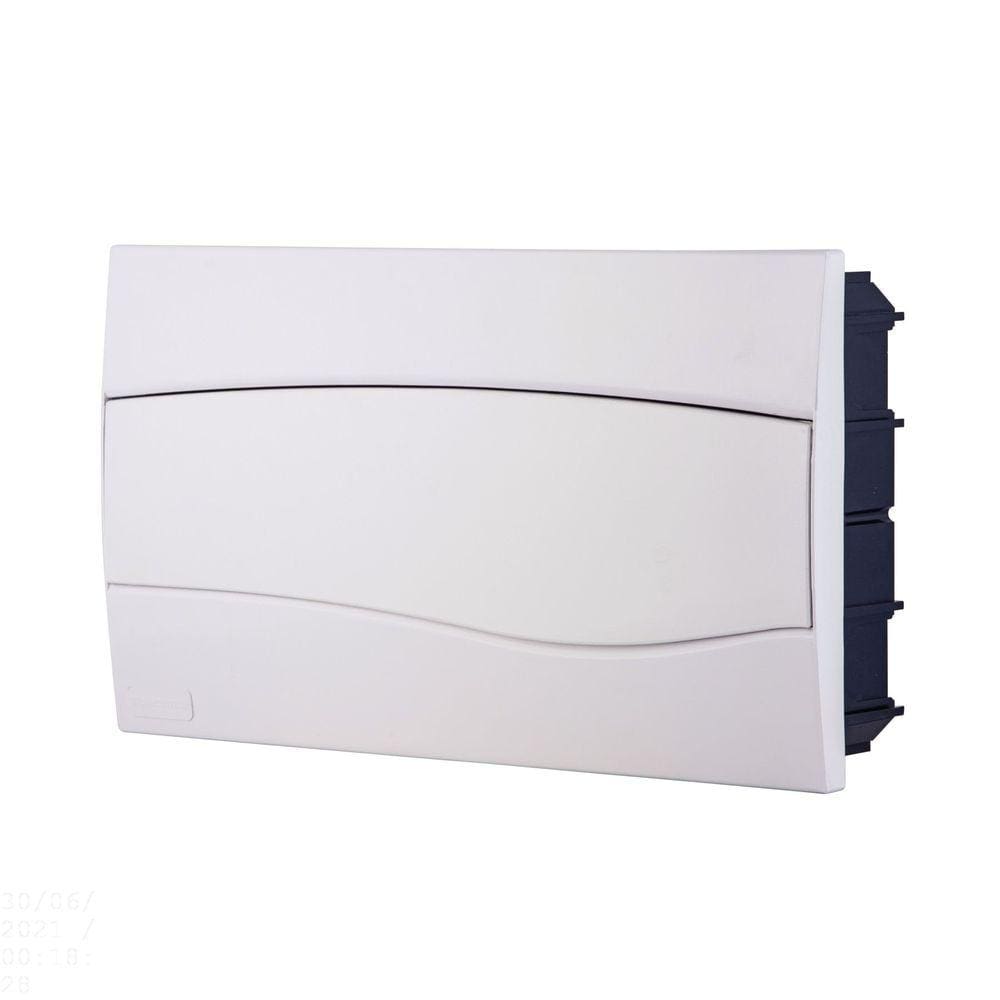 Quadro de Distribuição de Embutir 18 DIN ou 12 NEMA Tramontina com Porta Branca Tramontina