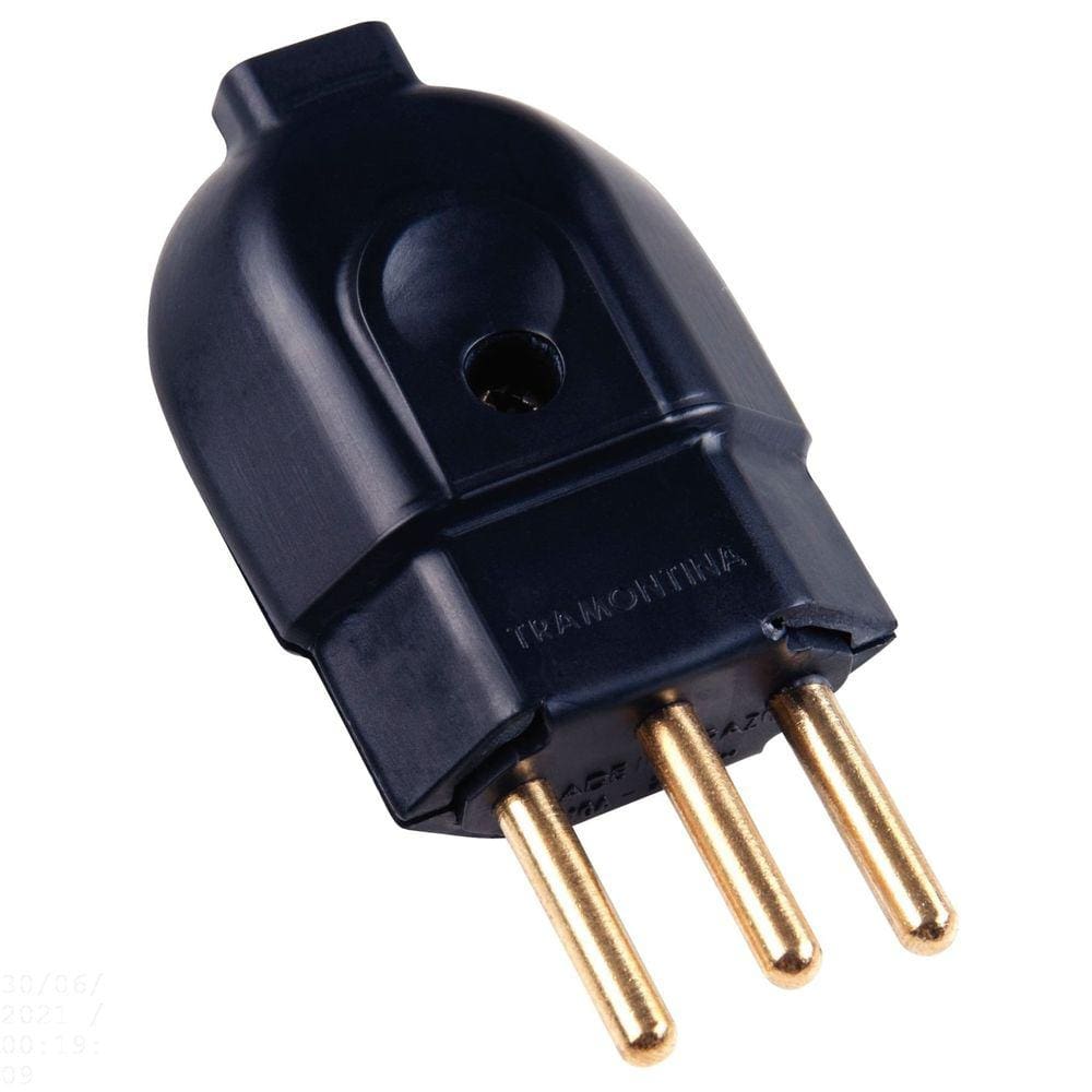 Plugue Macho 2P+T 10 A 250 V Tramontina Preto Tramontina
