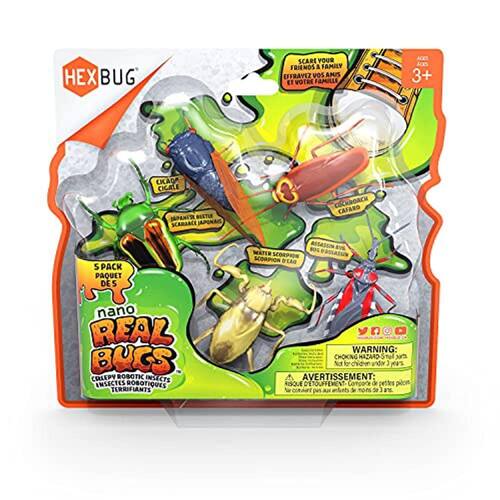 Hexbug Real Bugs Nanos 5 Pack, Figuras falsas de brinquedos de insetos, criaturas alimentadas por vibração, presente para meninos e meninas, 3 anos de