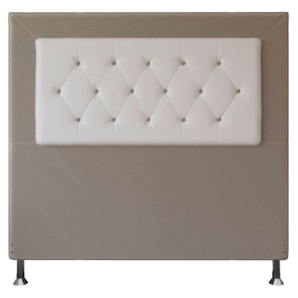 Cabeceira Casal 1,40m Havana Suede Bege Branco