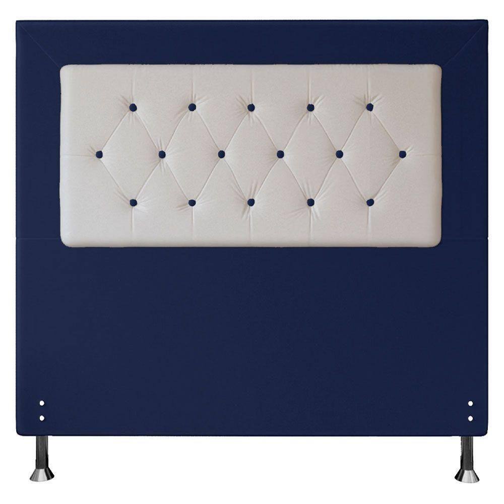 Cabeceira Casal 1,40m Havana Suede Branco Azul