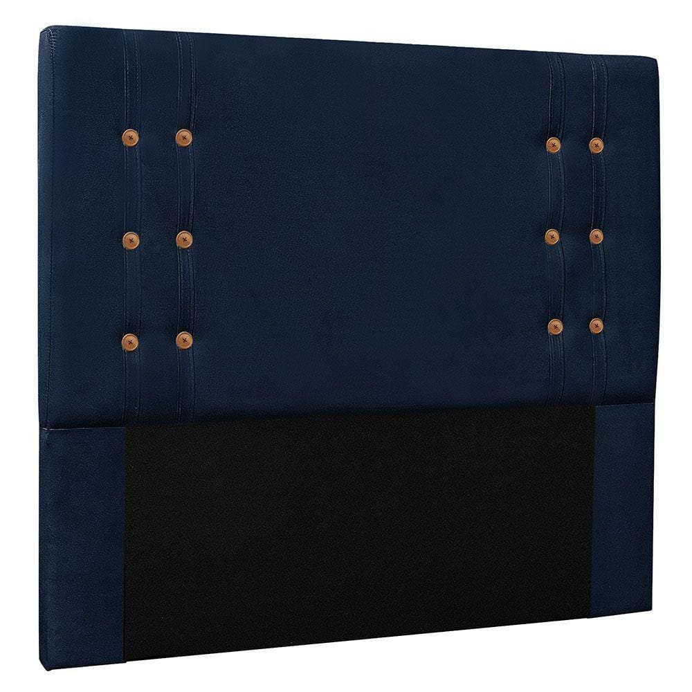 Cabeceira Casal 1,40m Genova Suede Azul Marinho
